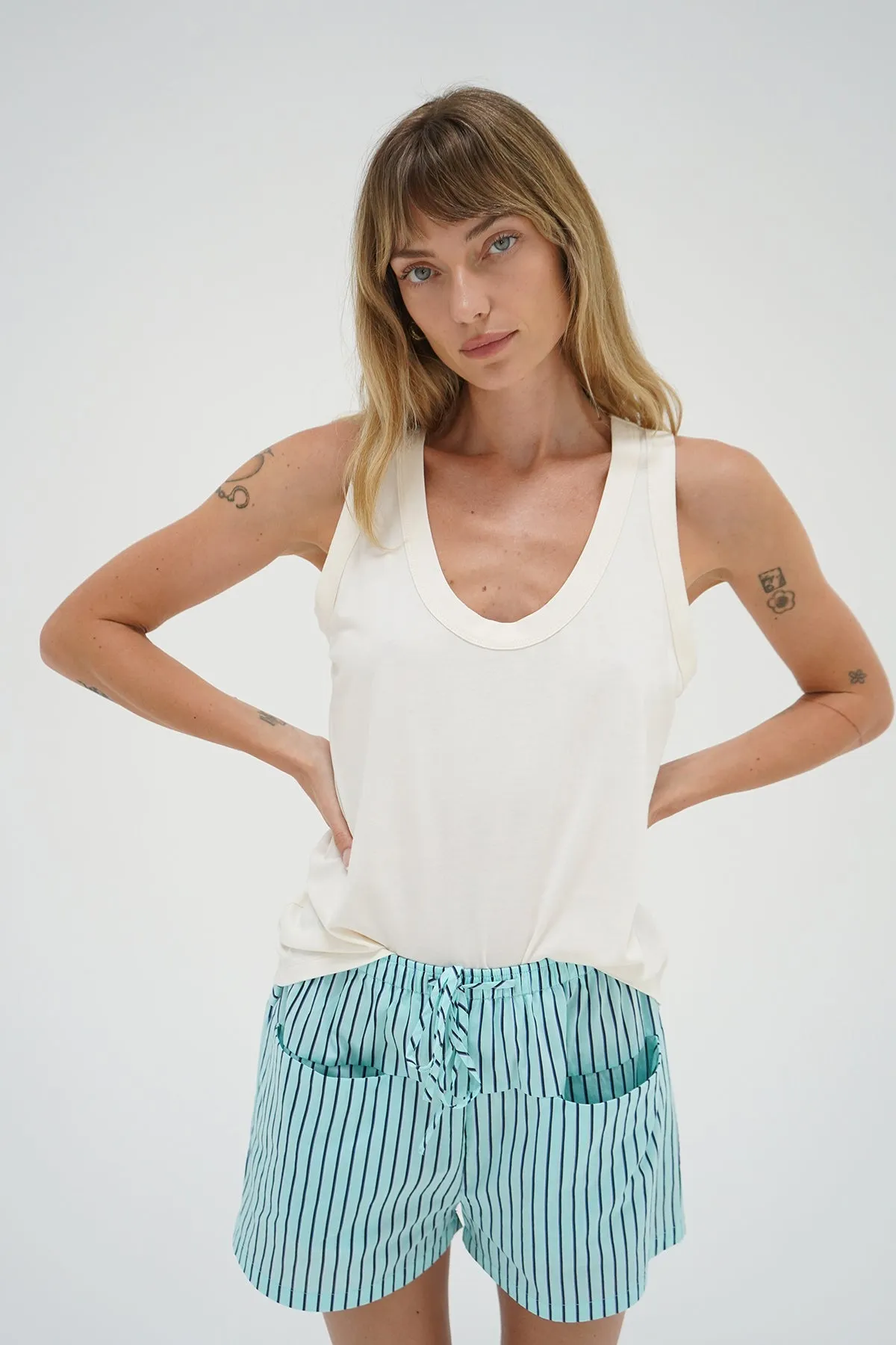 Active Wear Relaxed U Tank - Jet Stream