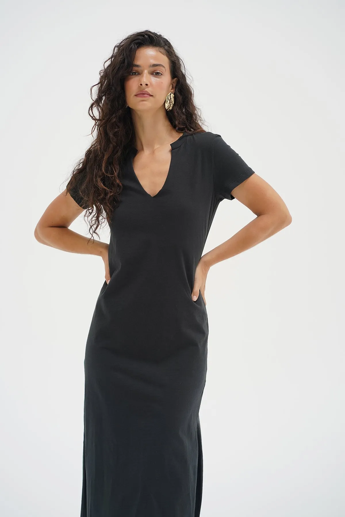 Easy Tee Cotton Dress - Pirate Black Strong Edge