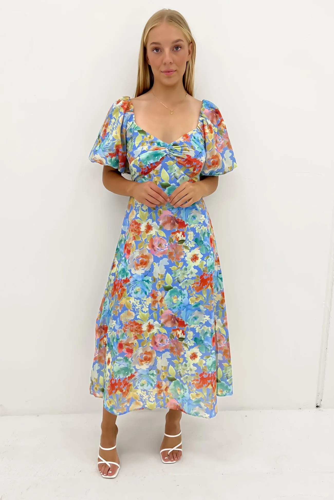 Mylah Midi Dress Blue Rose Versatile Look Easy Texture