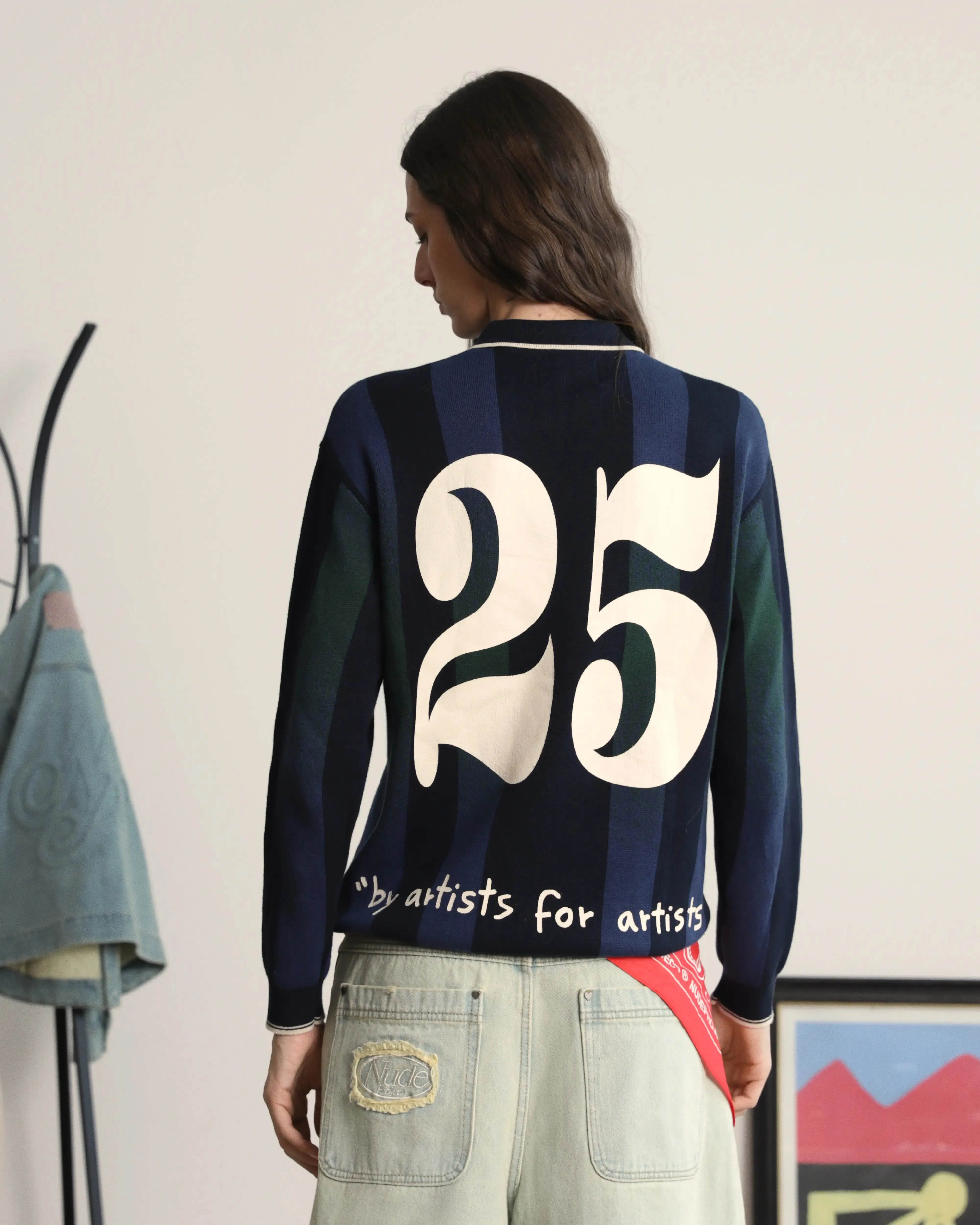 Vizcaya Football Polo Knit Navy Blue Cozy Loopback Fabric Lightweight Layer