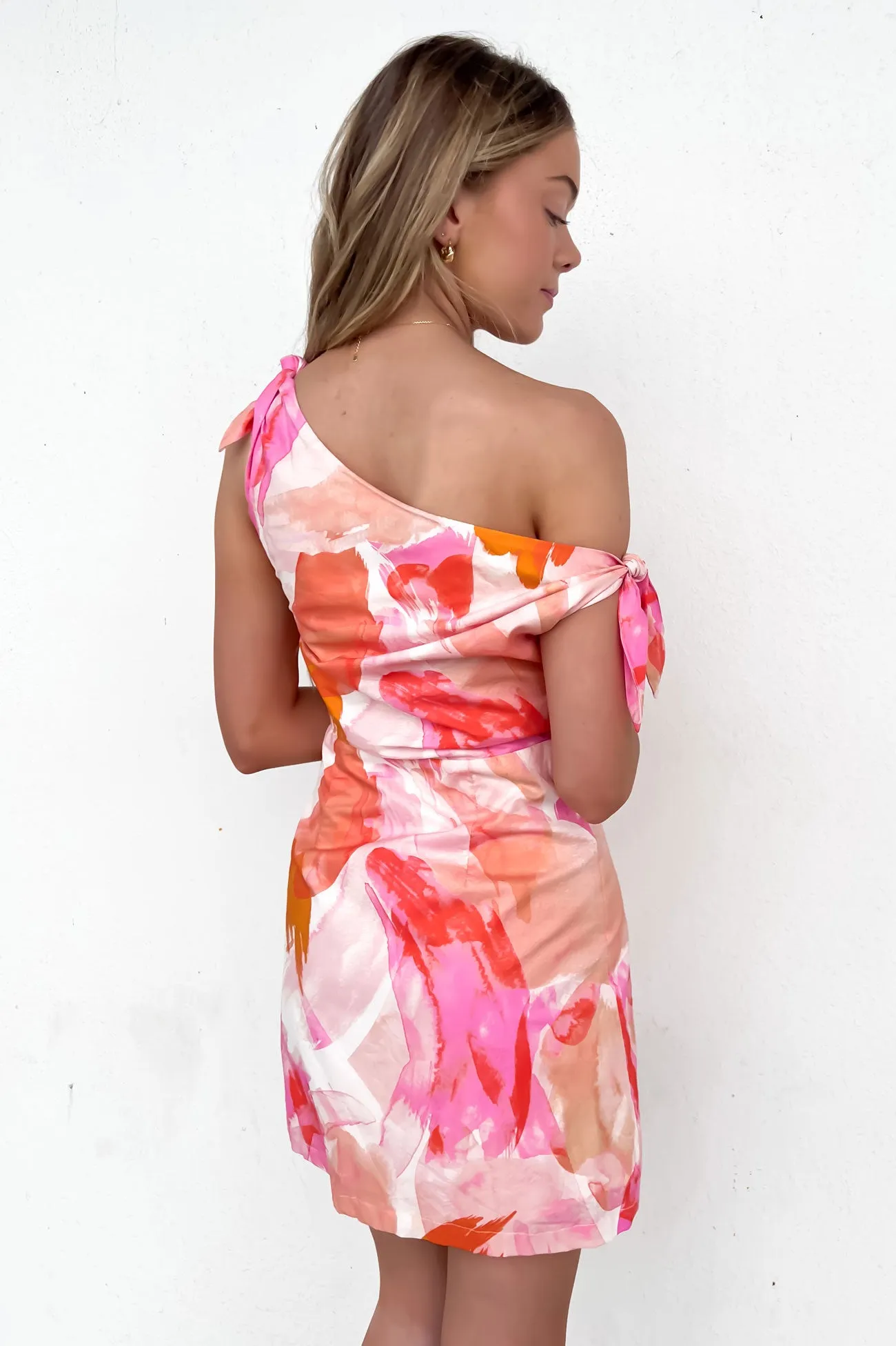 Neela Mini Dress Pink Watercolour Dreamy Presence