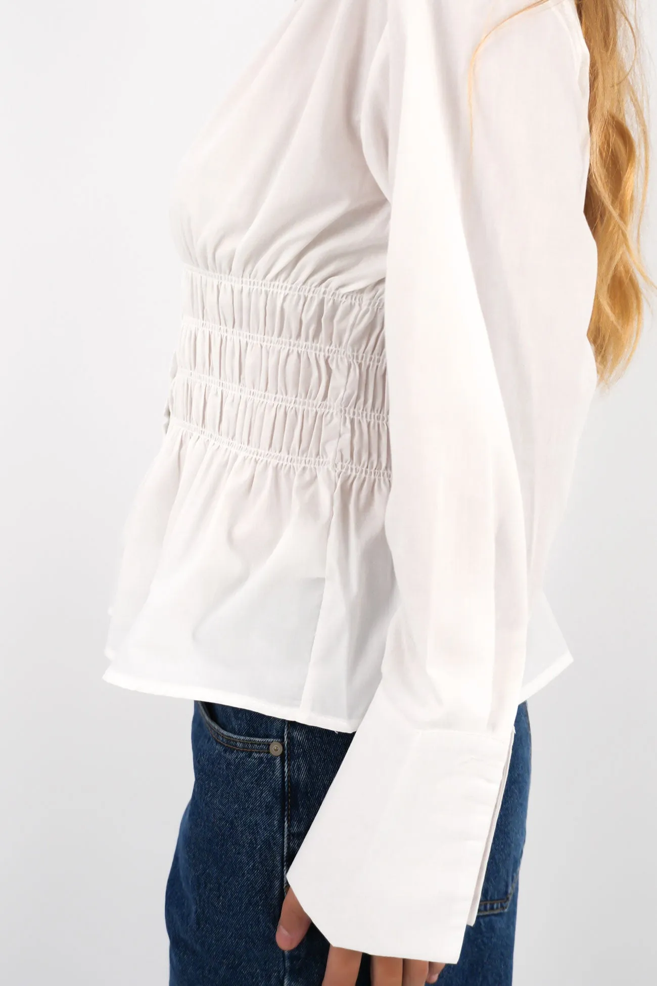 Elain Long Sleeve Shirt White ZeroDistressFinish Fun Prints