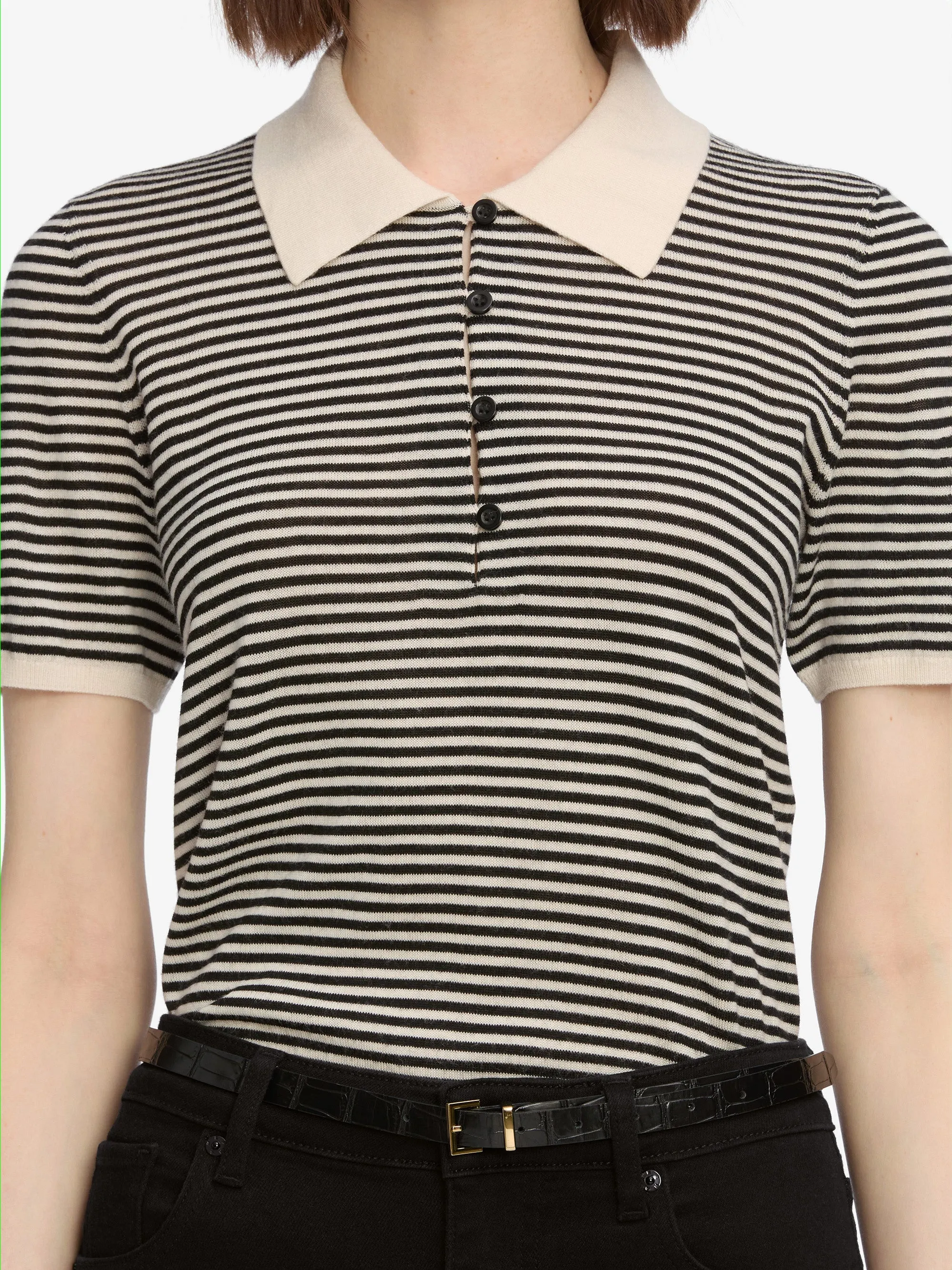 Modern Layer Non Restrictive Cuff The Smart Polo -- Cream Multi