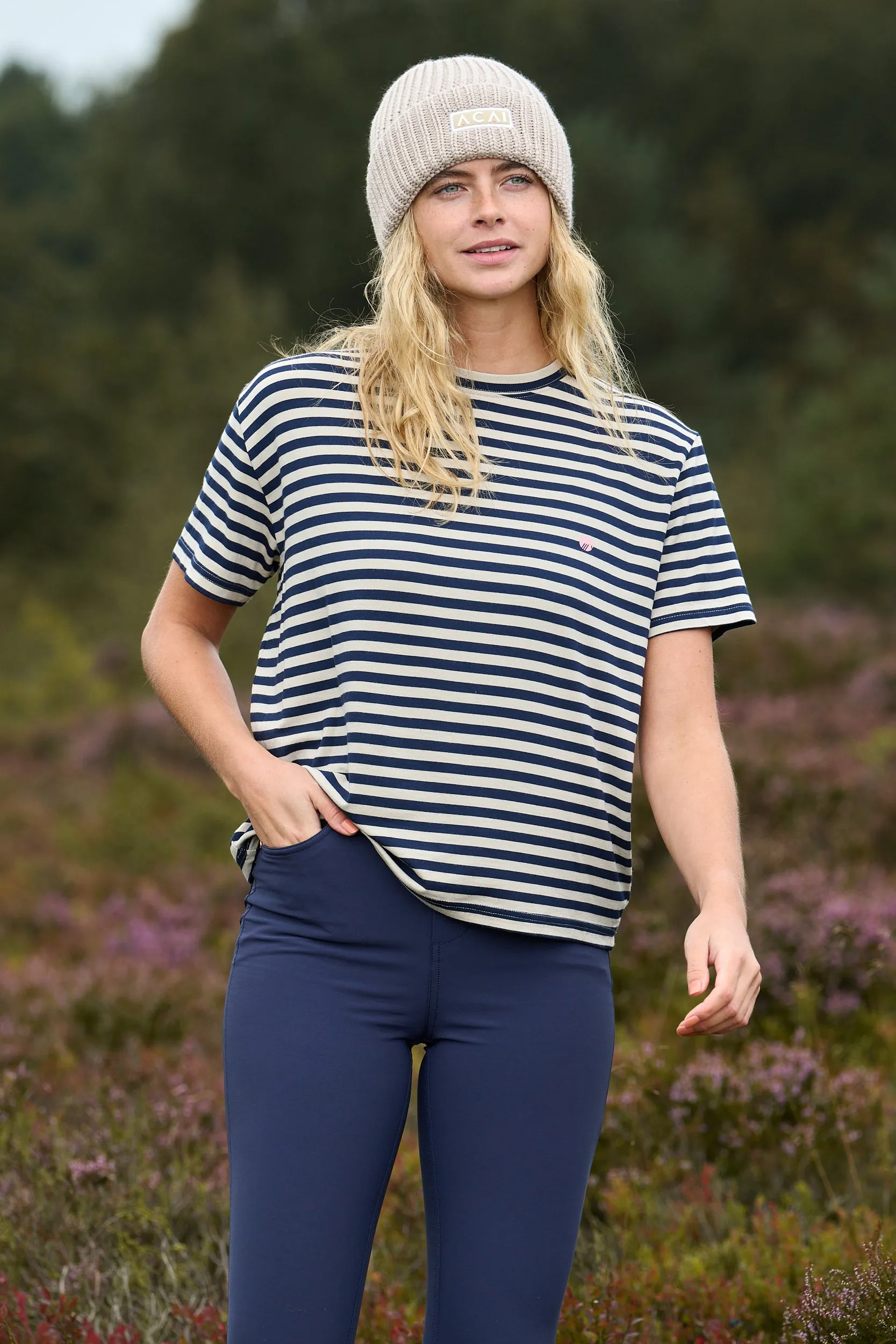 Glide Boxy Tee - Navy Stripe Loose fitting comfort
