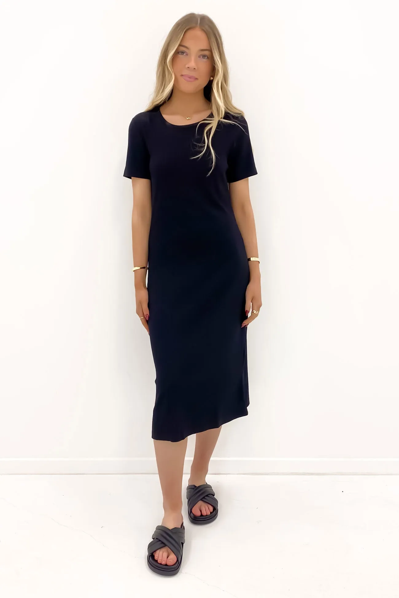 Neve Rib Dress Black Korean Mood