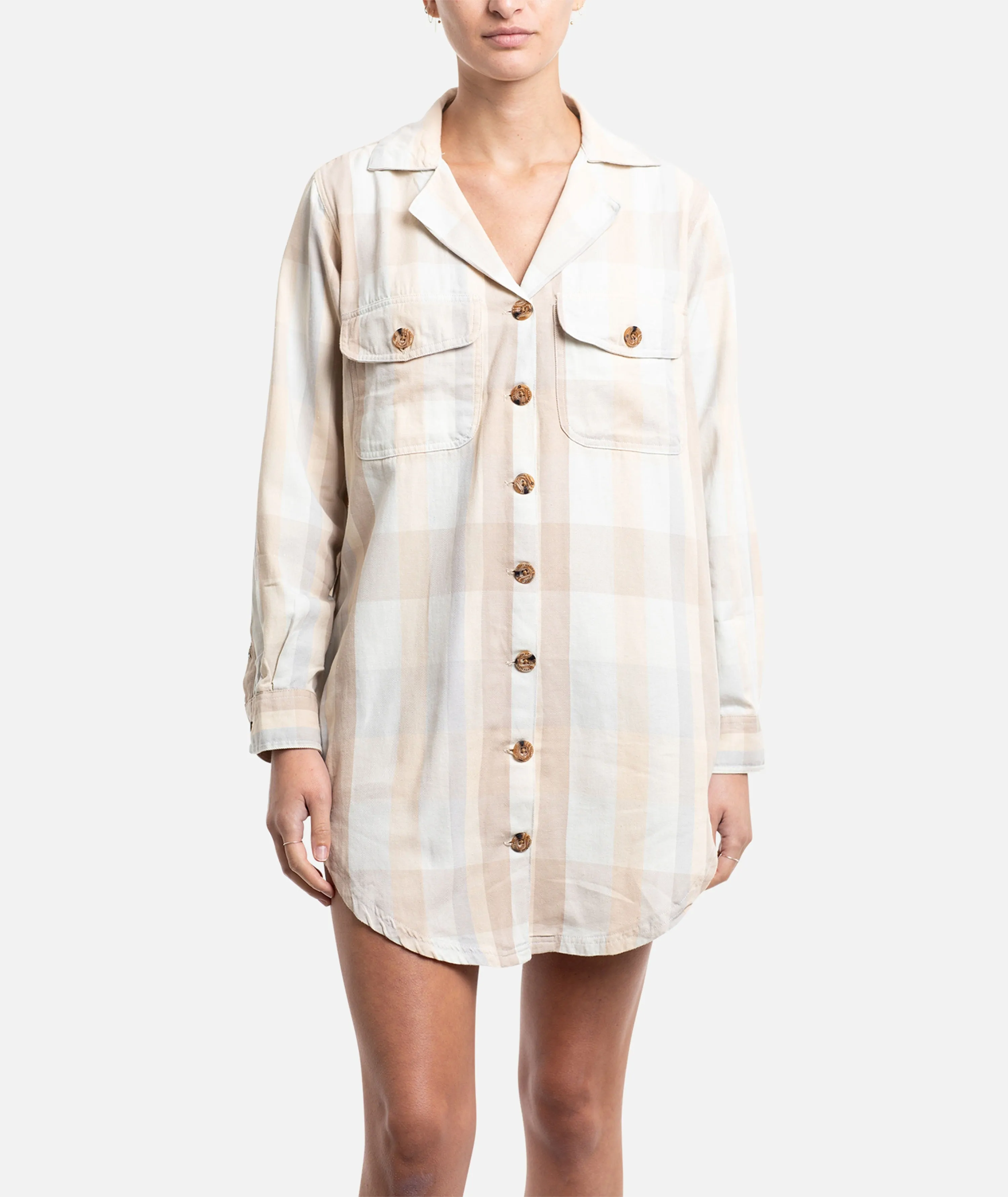 Bonita Flannel Dress - Sand Soft & Smooth Eco Conscious Production