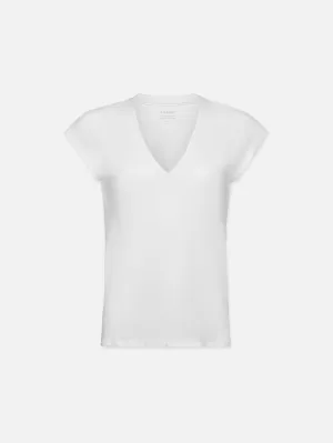 TemperatureControl Fabric Daily Casual Le Mid Rise V Neck Tee -- Blanc