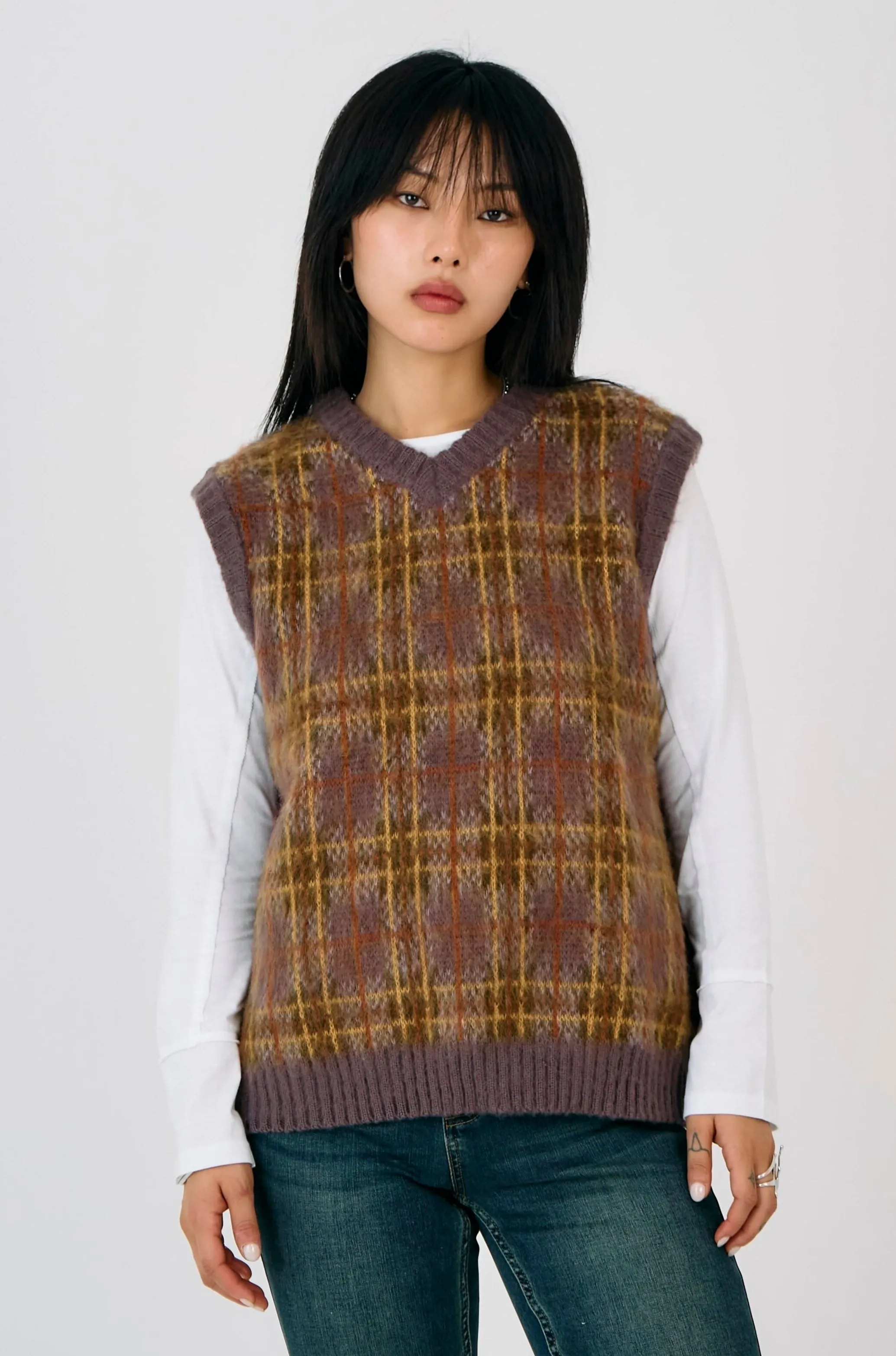 Civilian Check Knit Vest Fresh Comforted QuickDry Weave