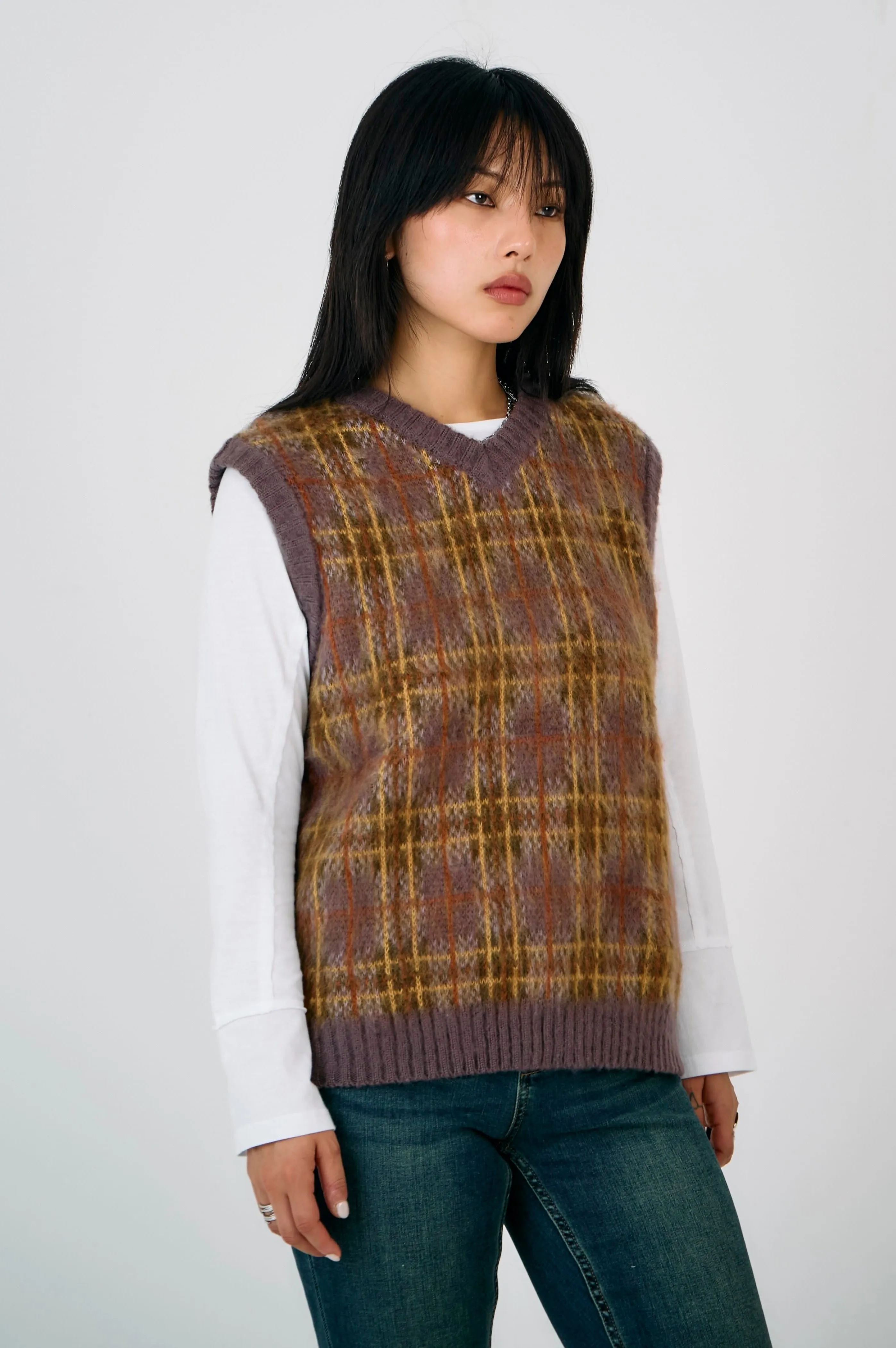 Odor Resistant Fabric Civilian Check Knit Vest