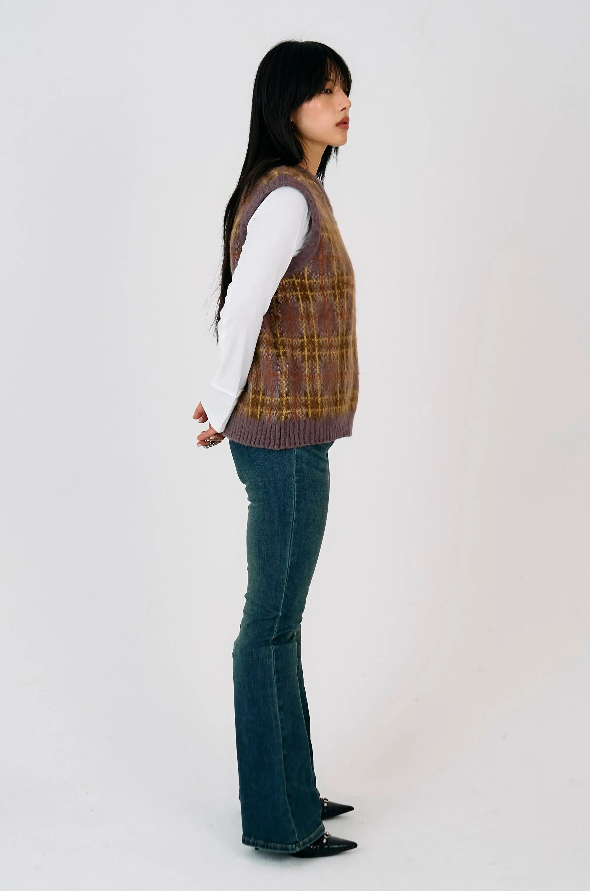 ShrinkResistant Weave Civilian Check Knit Vest