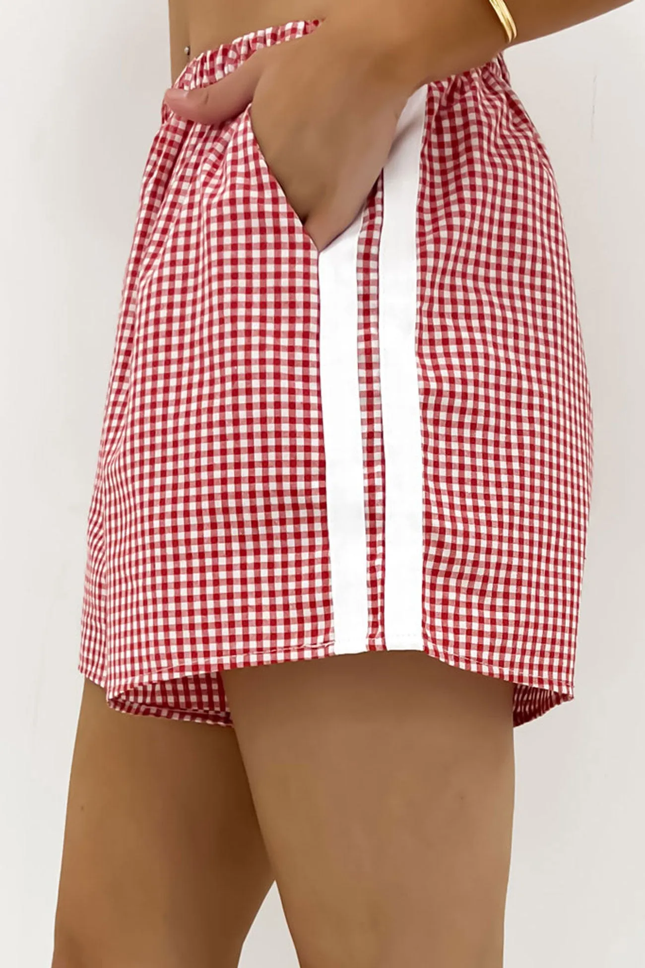 Versatile Comfort Delora Short Red Gingham