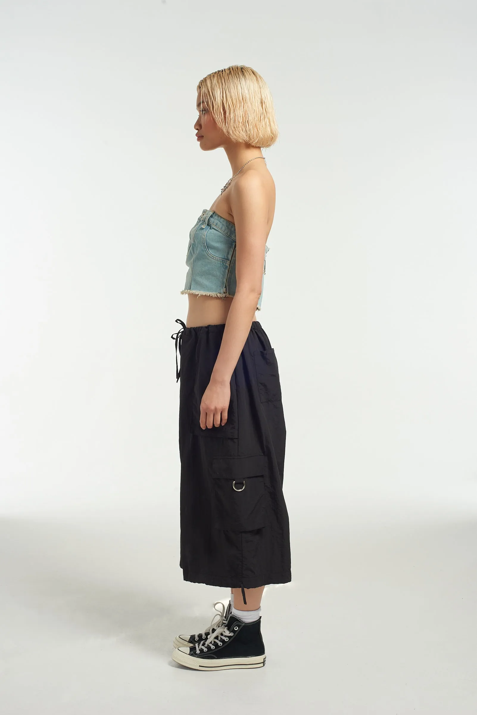 Roxy Denim Corset Top Blue Elegant Layer Carnival Look