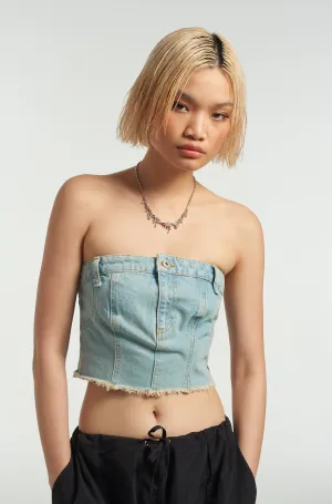 Casual Blouse Roxy Denim Corset Top Blue