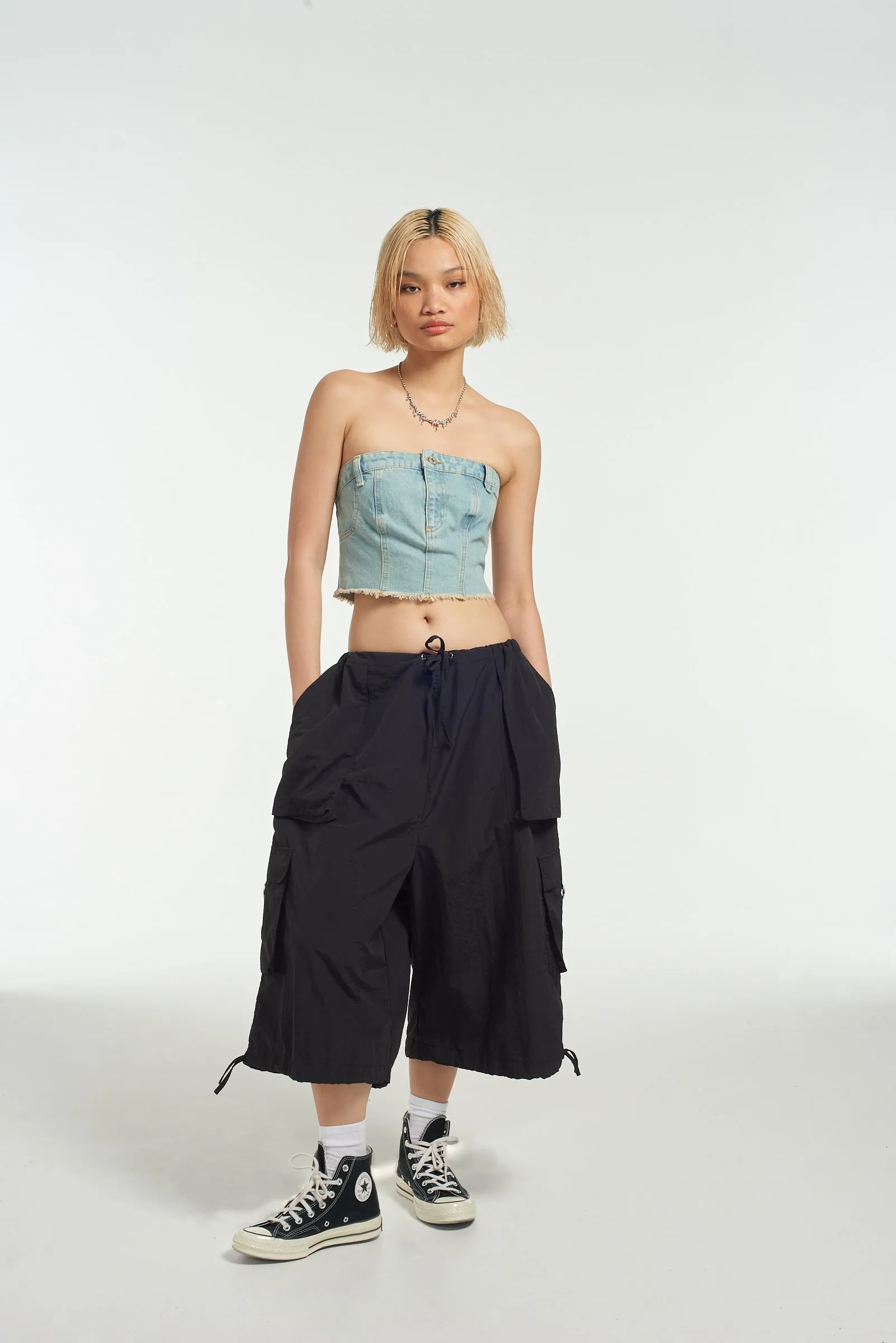 Roxy Denim Corset Top Blue casual fun GentleWaistband