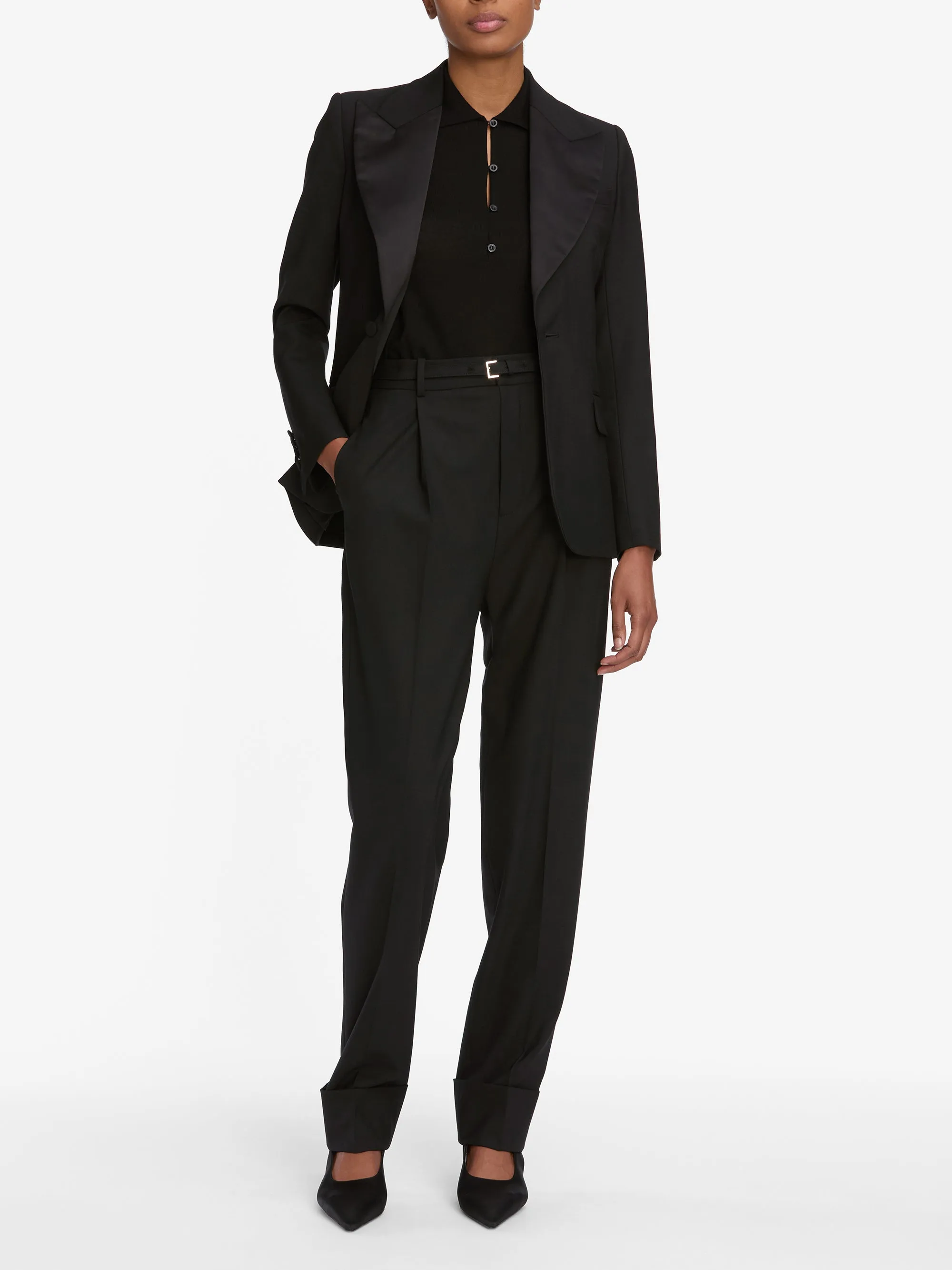 The Cuffed Pleated Trouser -- Black All terrain