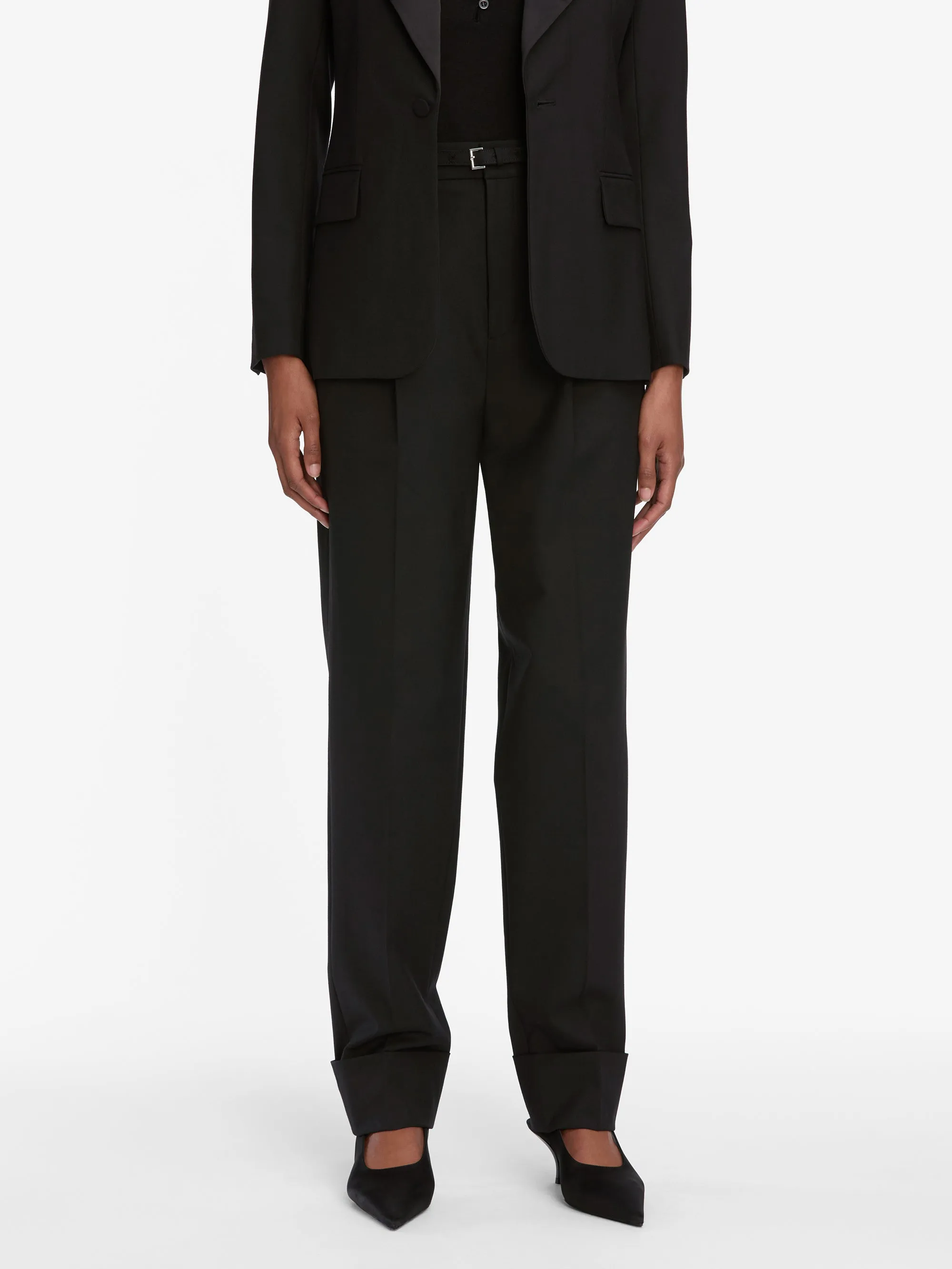 The Cuffed Pleated Trouser -- Black ThermalRegulatingLining