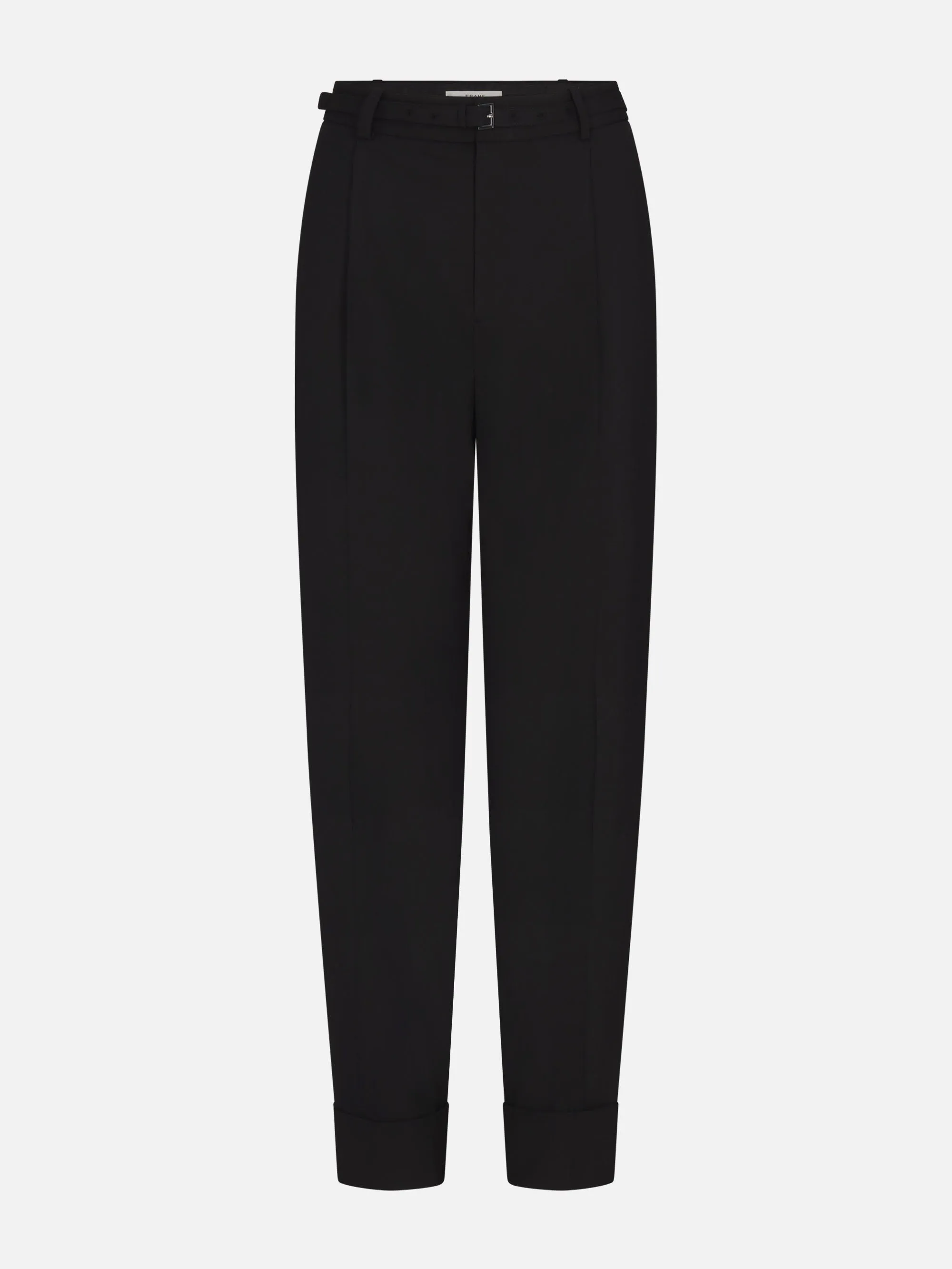 Fashionable Waist The Cuffed Pleated Trouser -- Black