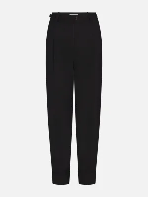 Fashionable Waist The Cuffed Pleated Trouser -- Black