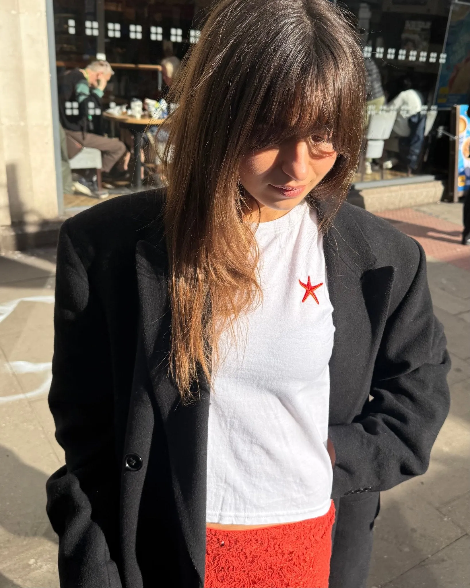 Low Profile Silhouette Casual Ease starfish embroidered baby tee