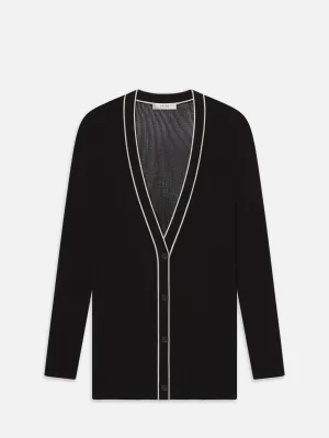 FourWay Stretch Texture Detail The Varsity Cardigan -- Black Multi