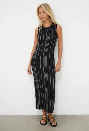 Keily Tank Dress - Black With Ivory Stripe Layering Wear DoubleStitchReinforcement