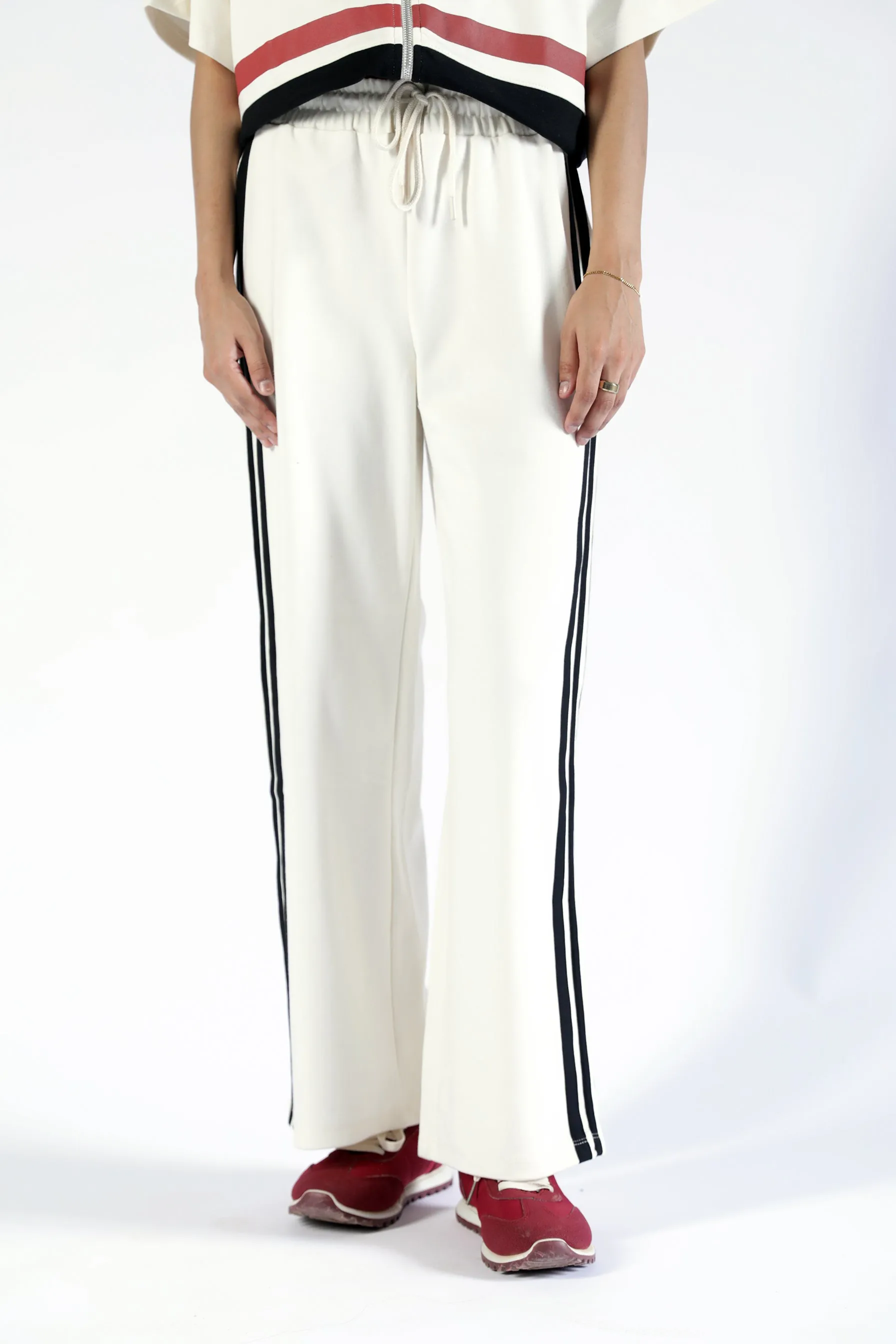 Low Profile Design WIDE LEG TROUSER WITH STRIPED DETAILS