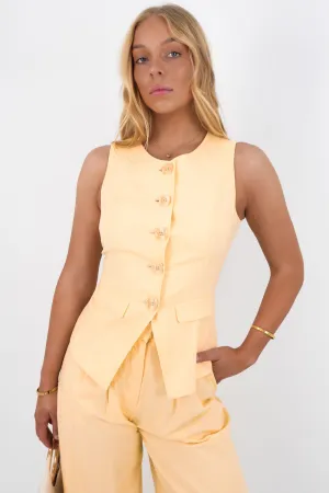 Dense Fit Alessa Linen Vest Yellow