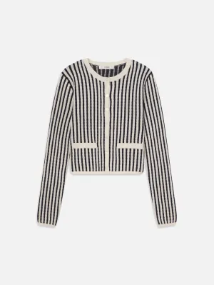 Wrinkle Resistant The Cable Cardi -- Navy Multi