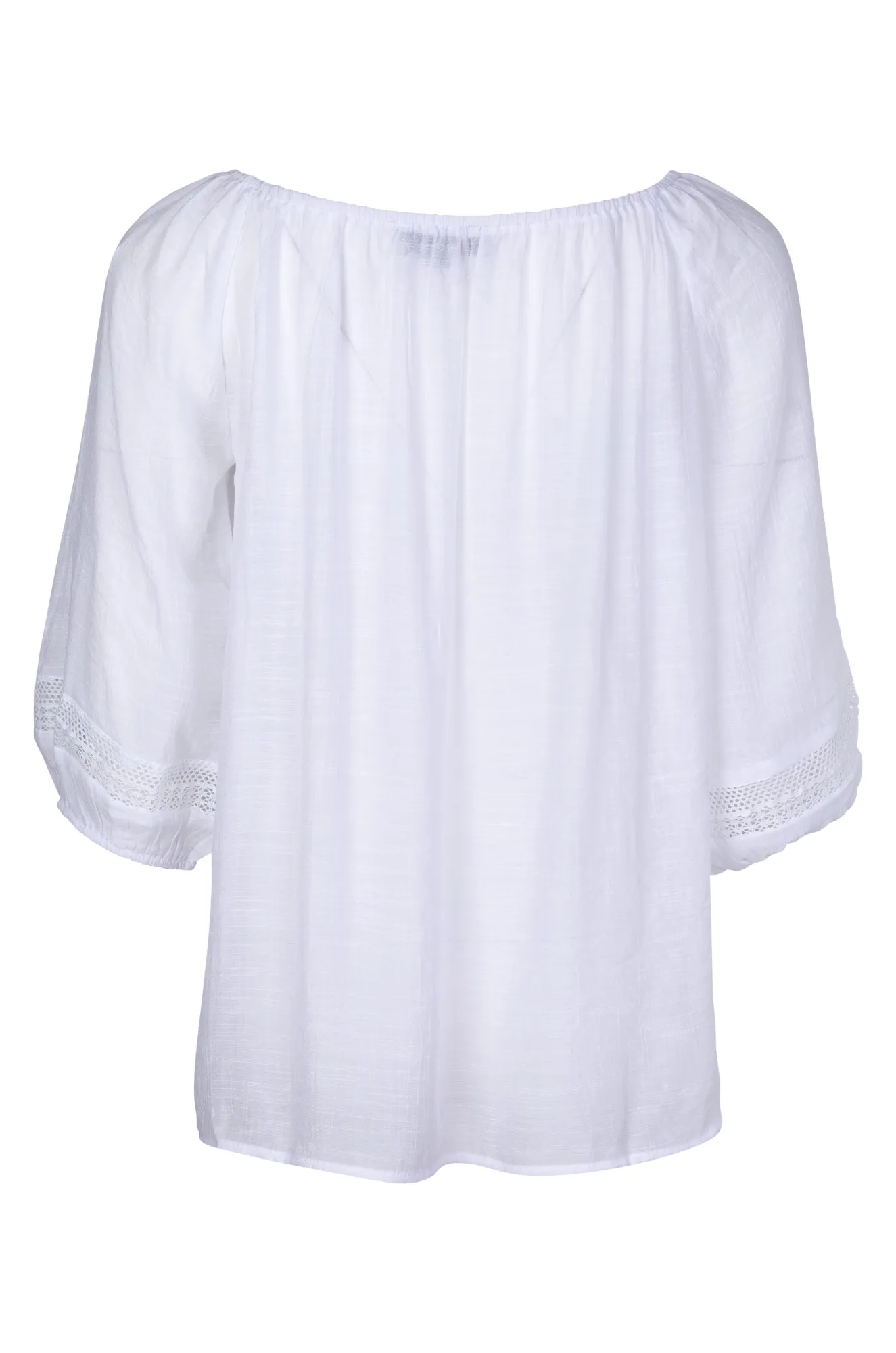 Breathable mesh Bardot inspired Top | WHITE | 8826A1