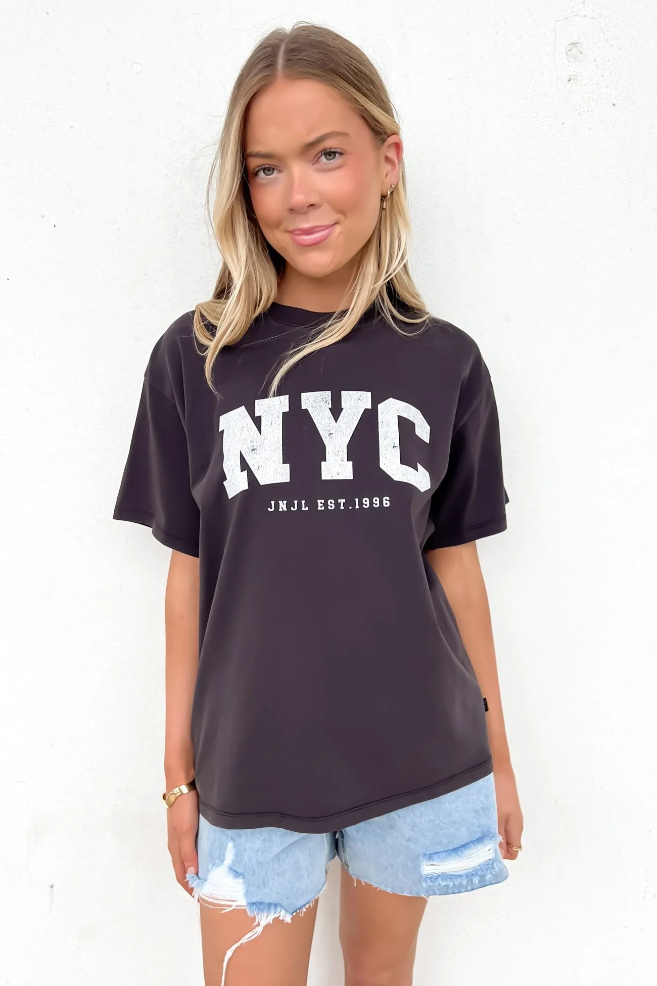 BiodegradableMaterial Soft Wearable NYC Tee Washed Black
