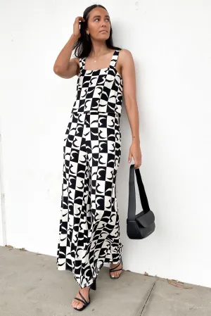 Poise Fit StretchWaistband Nyla Jumpsuit Beige Black Geo