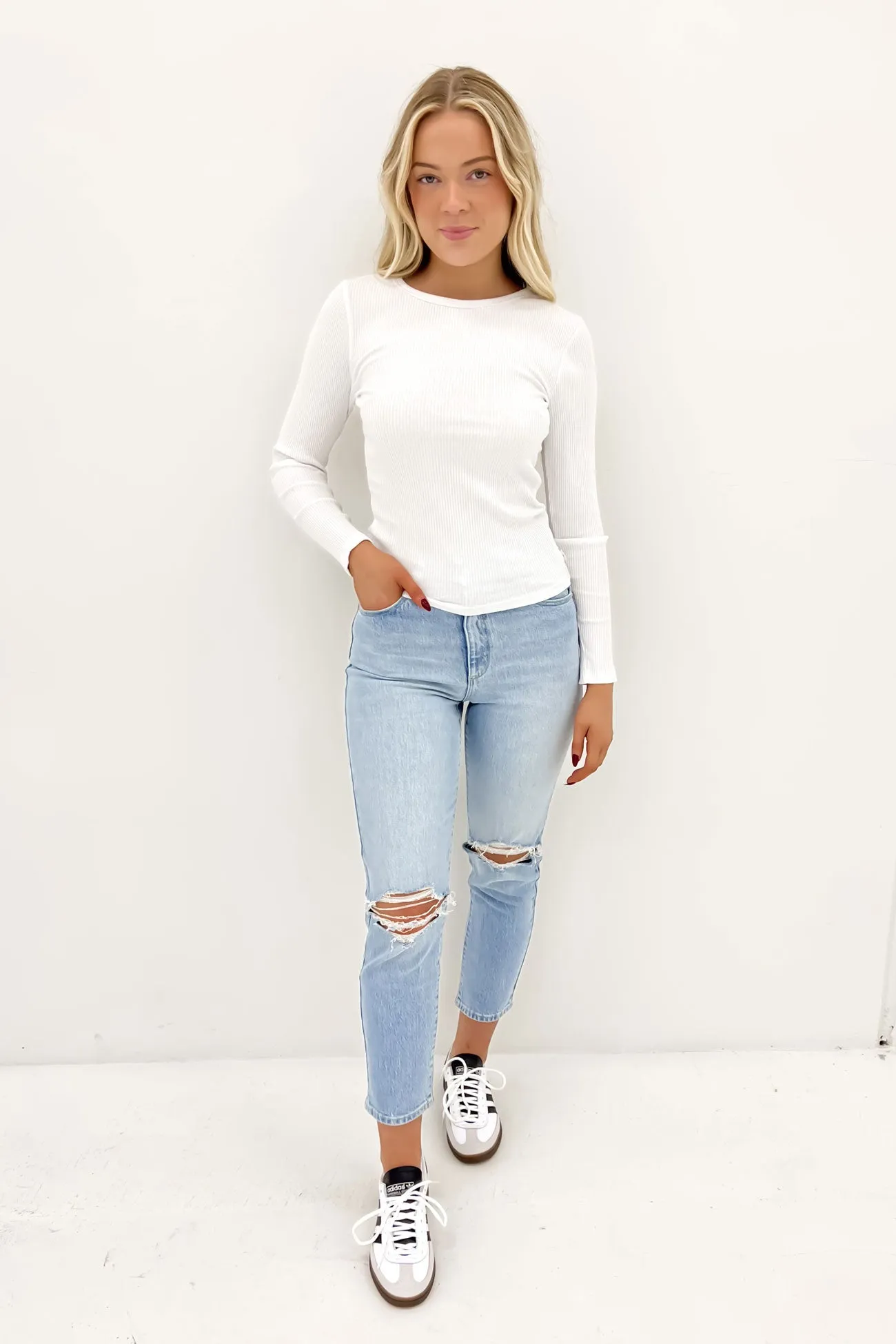 Athleisure Cool Cool Sweater Rib Long Sleeve White