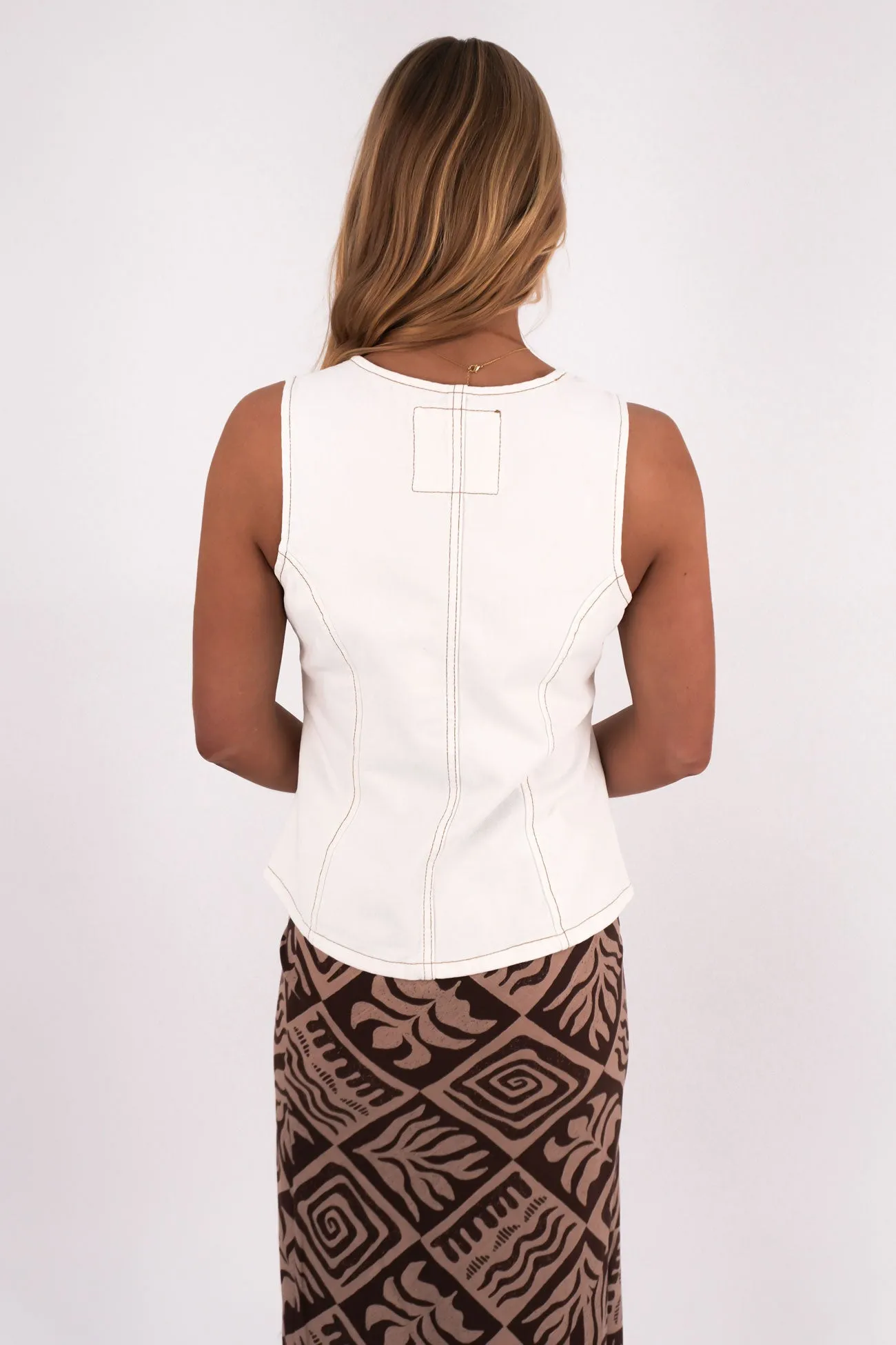 SoftTouch Lena Denim Vest Vintage White