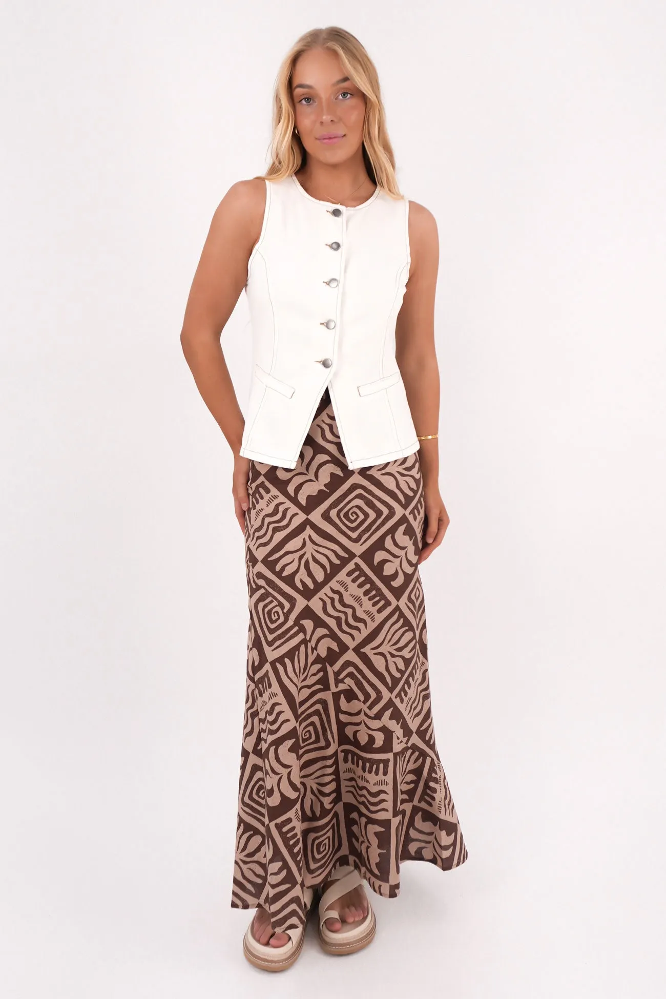 Lena Denim Vest Vintage White New Yorker Recycled Polyester