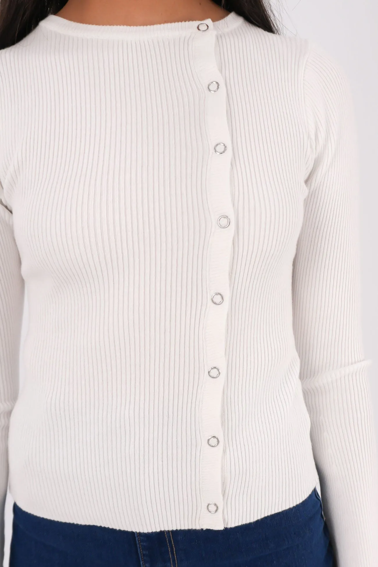Marleigh Knit Long Sleeve White Parisian Chic