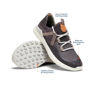 All weather Fast Traction Olukai Women's Kawela Golf Shoes- Pavement/Mist Grey