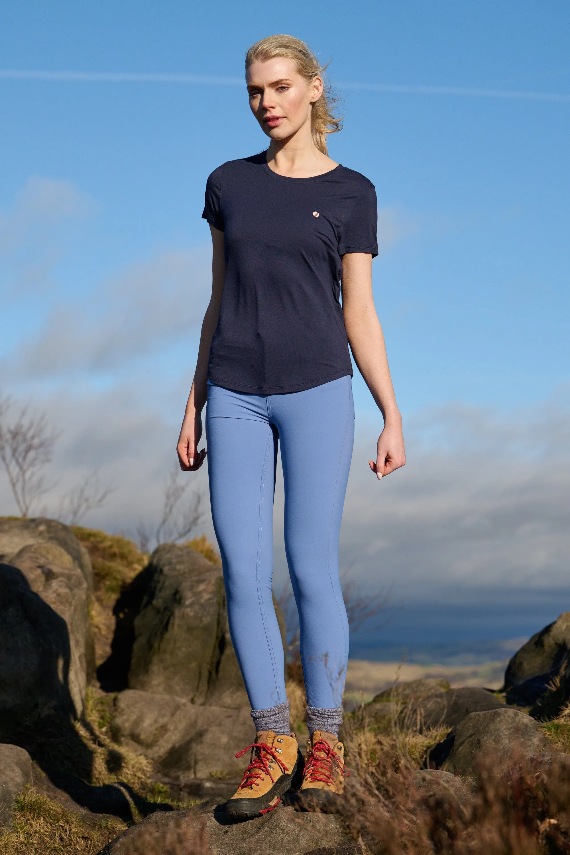 Double Stitched Seams On The Go Tee - Deep Navy