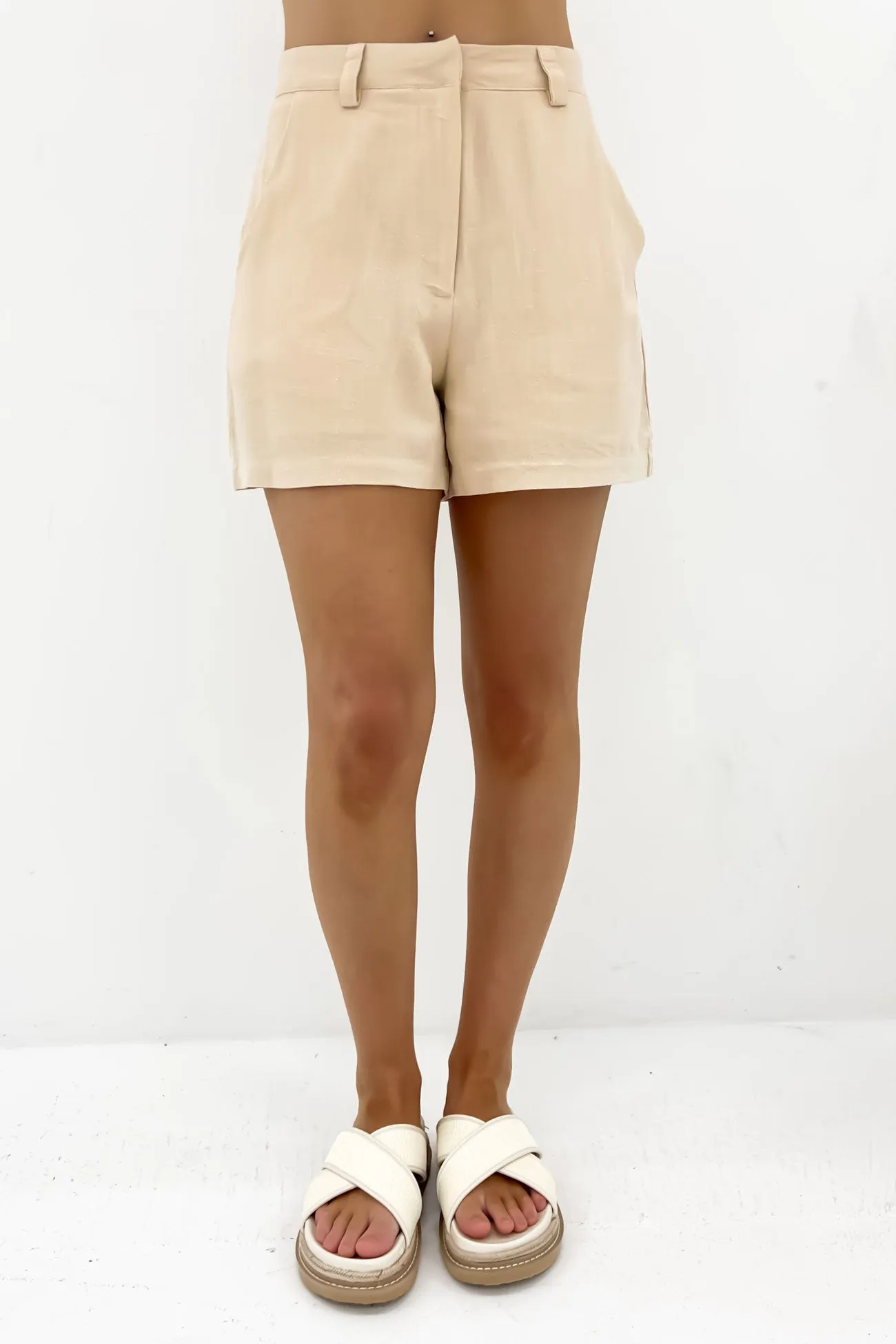 Opal Short Beige Vegan Leather