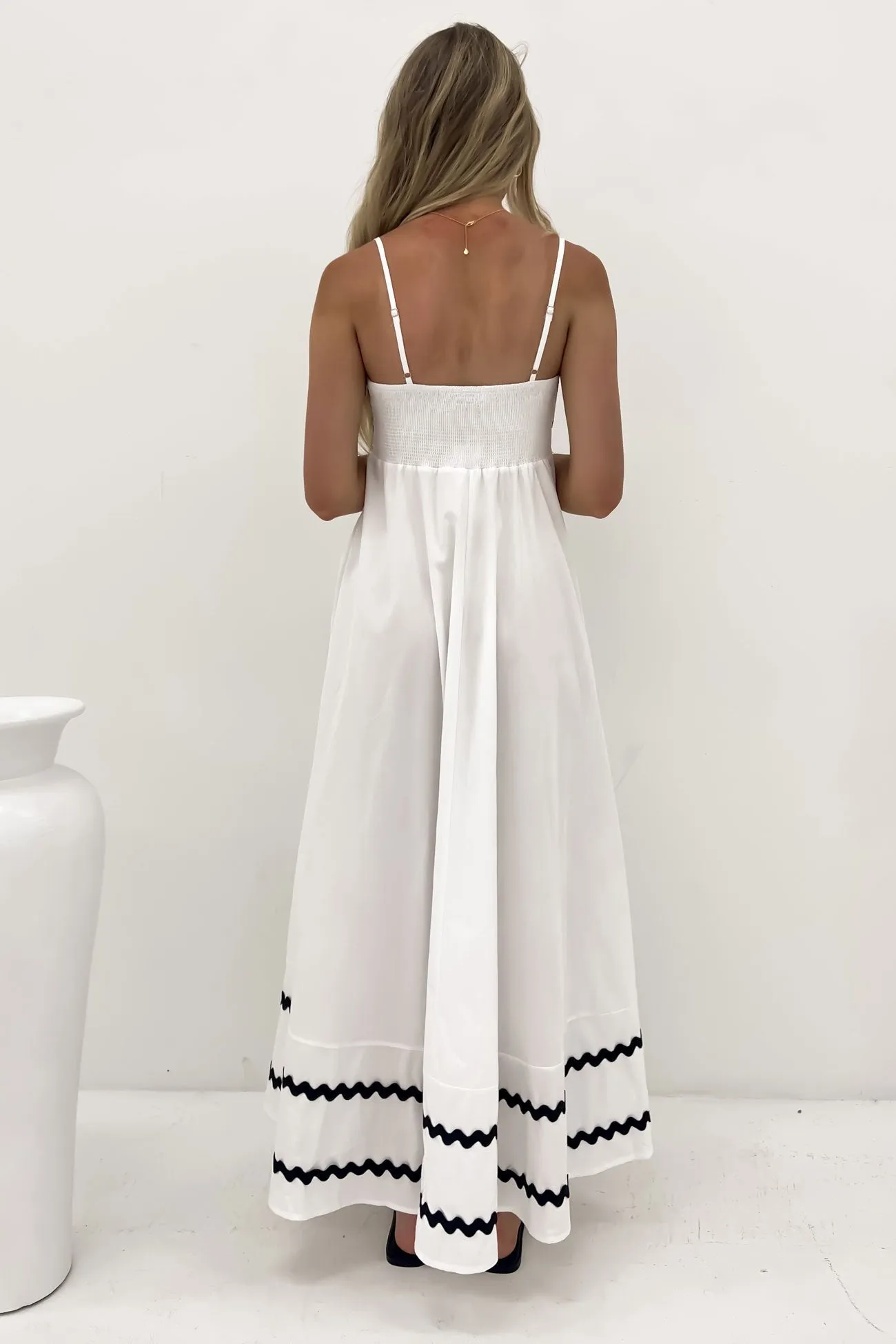 Night Party Flattering Shape Gemma Maxi Dress White Black