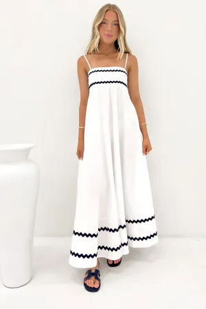 Gemma Maxi Dress White Black Fast Chic