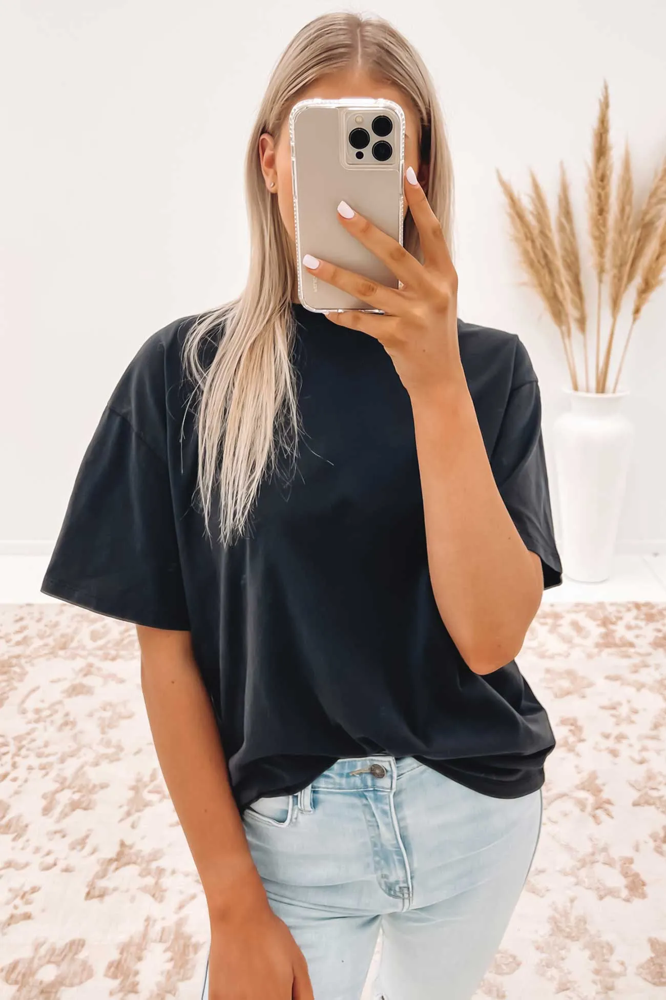 Oversized Tee Washed Black Non Fading Material