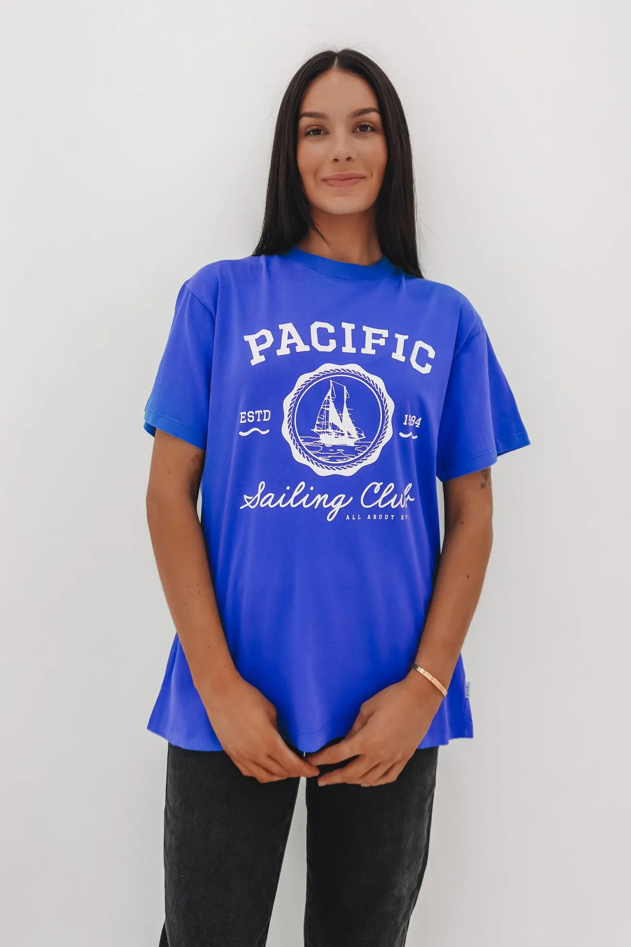 Pacific Oversized Tee Blue Eco Friendly Dyes
