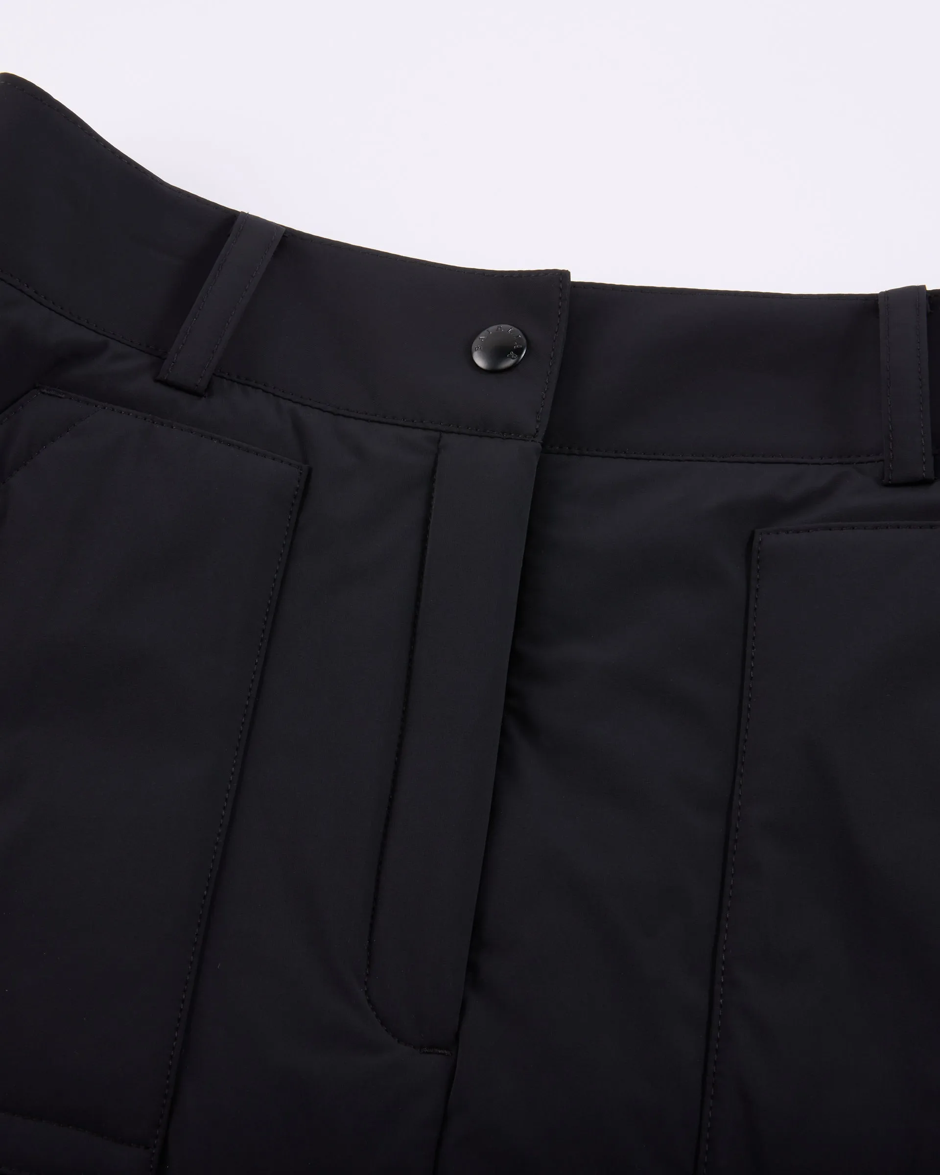 Foil Print Slip Resistant Waistband Padded flare Mid Length skirt -Black