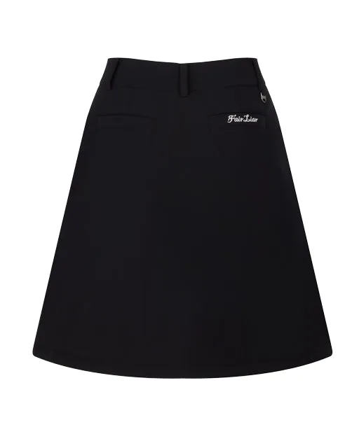 Padded flare Mid Length skirt -Black Daily Style Flexible Waistband