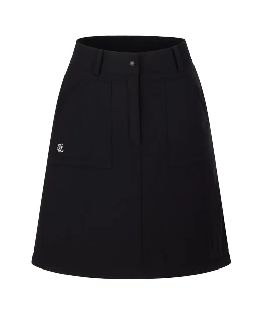Padded flare Mid Length skirt -Black Travel Ready
