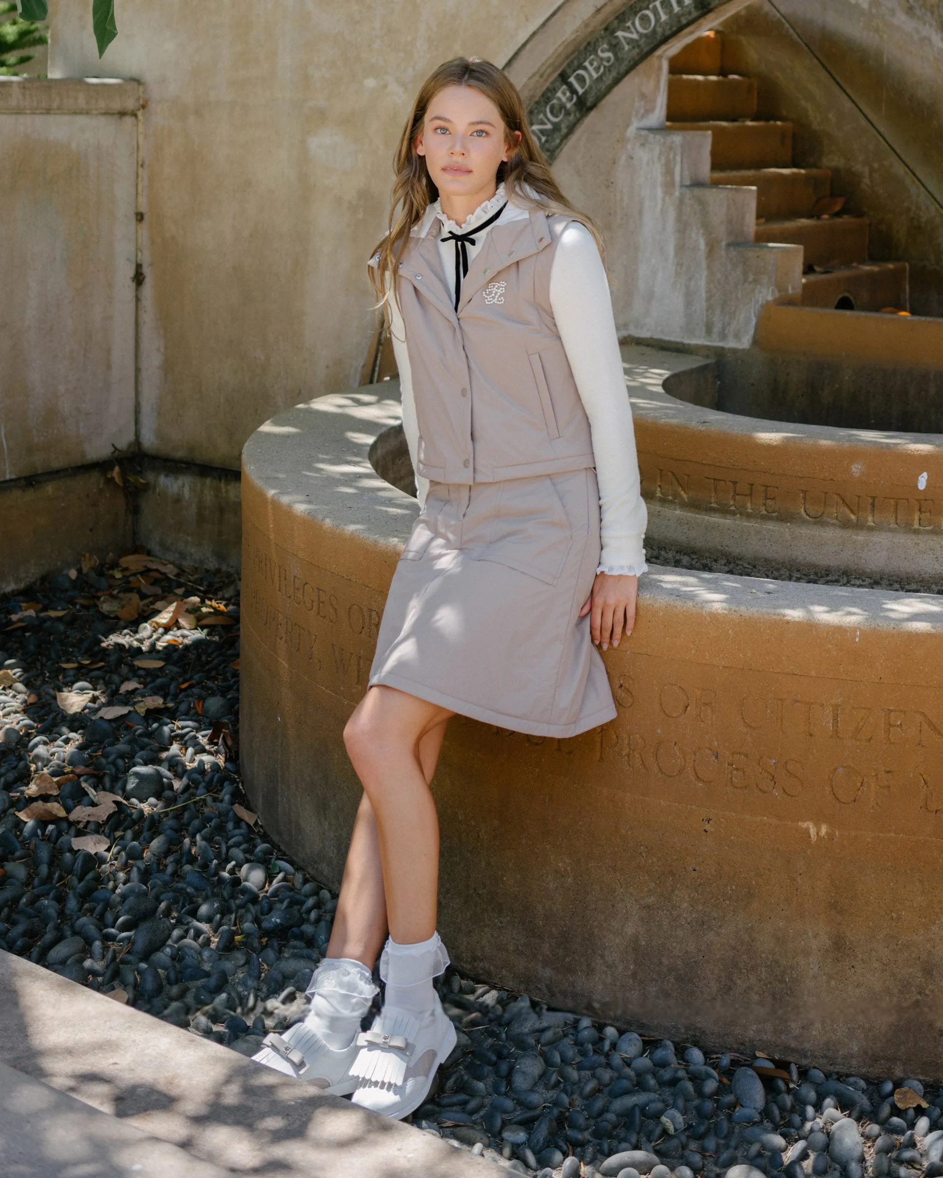 Chill Feel Padded flare Mid Length skirt -Cocoa