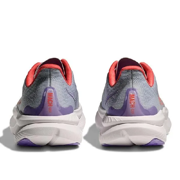 Womens Hoka Mach 6 Wide in Pale Dusk/Gull Ergonomic Toe Box zippered