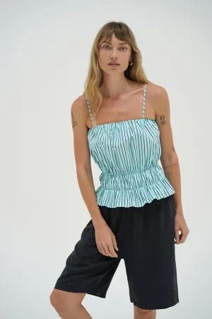 Pali Top - Teal Navy Stripe ReflectiveDetails Easy Fit