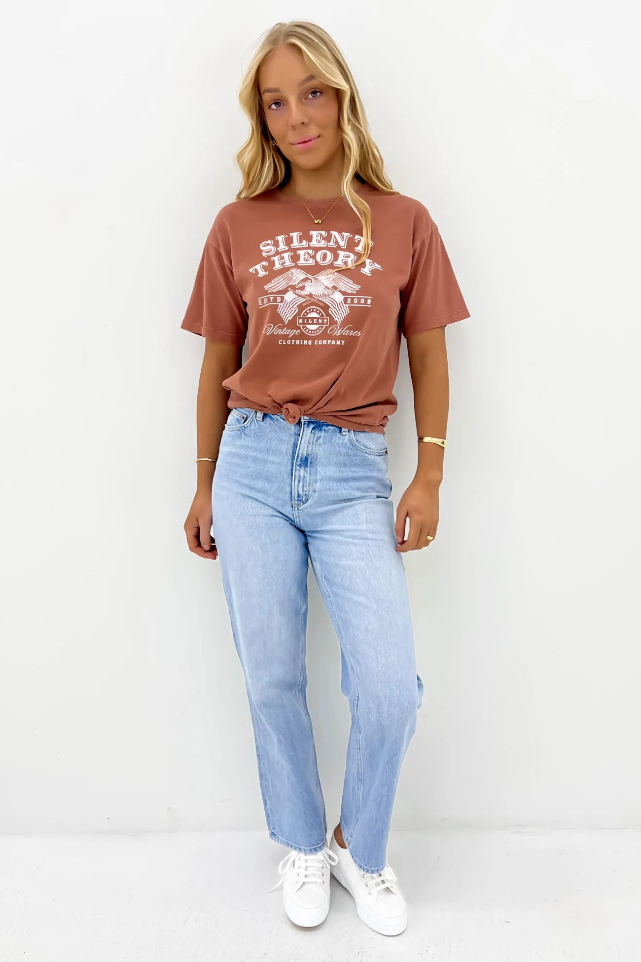 Paradox Tie Tee Terracotta Smooth Flatlock Stitching