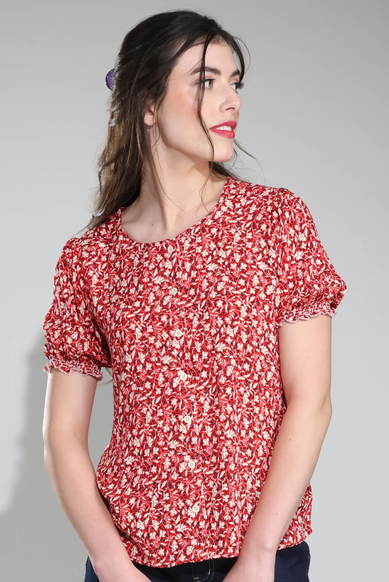 Ultra Soft Blend Indoor Comfort Blouse | RED DITSY | 7331C1
